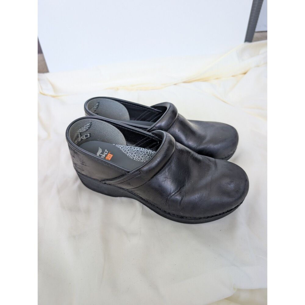Dansko XP 2.0 Black Leather Professional Clogs Sz 40 Nurse Slip Resistant
